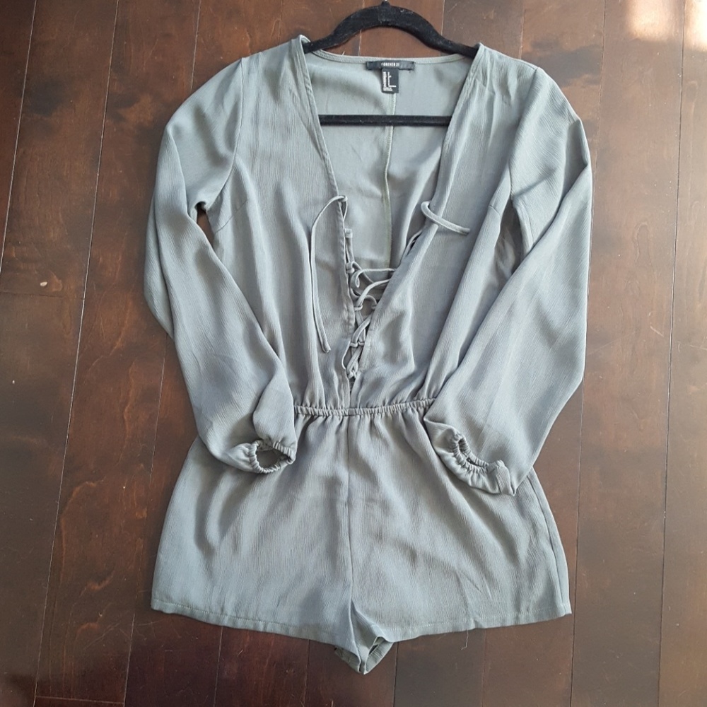 Forever 21 Olive Green Shorts romper